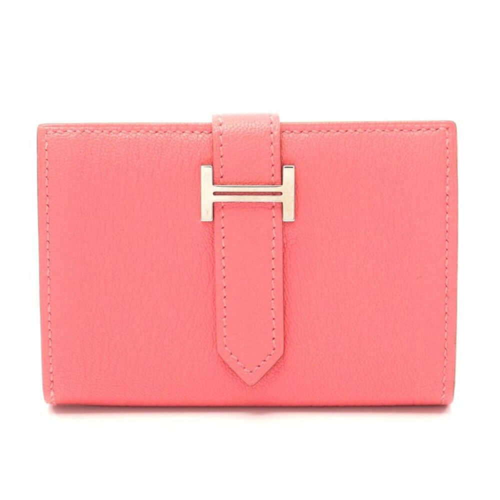 Hermes Chevre Bearn Mini Rose Azalee Card Case